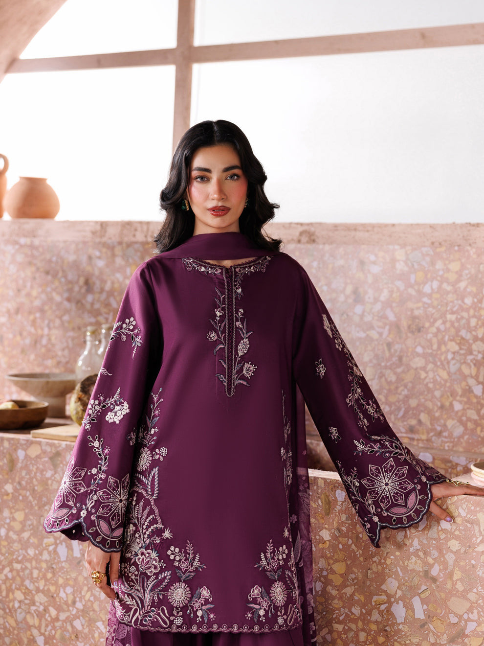 DHANAK EMB 3PC SUIT BH -0088