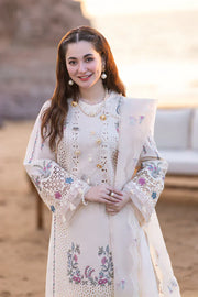 QALAMKAR - 3PC LAWN EMBROIDERED SHIRT WITH ORGANZA  EMBROIDERED DUPATTA