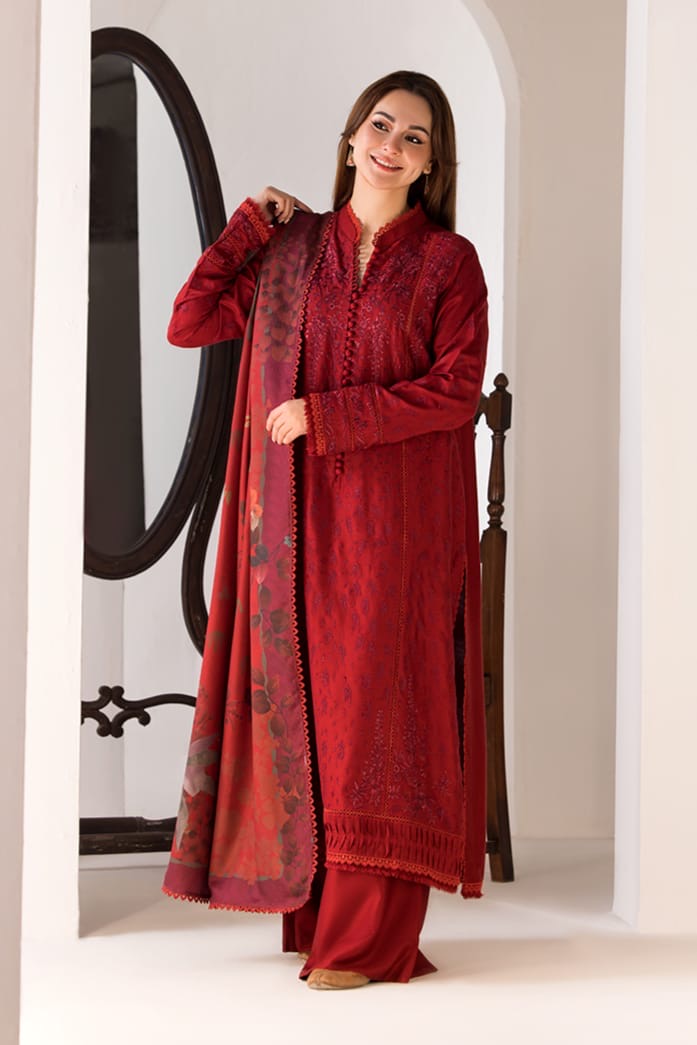 AIZAL – EC668 | UNSTITCHED | EMBROIDERED 3 PIECE