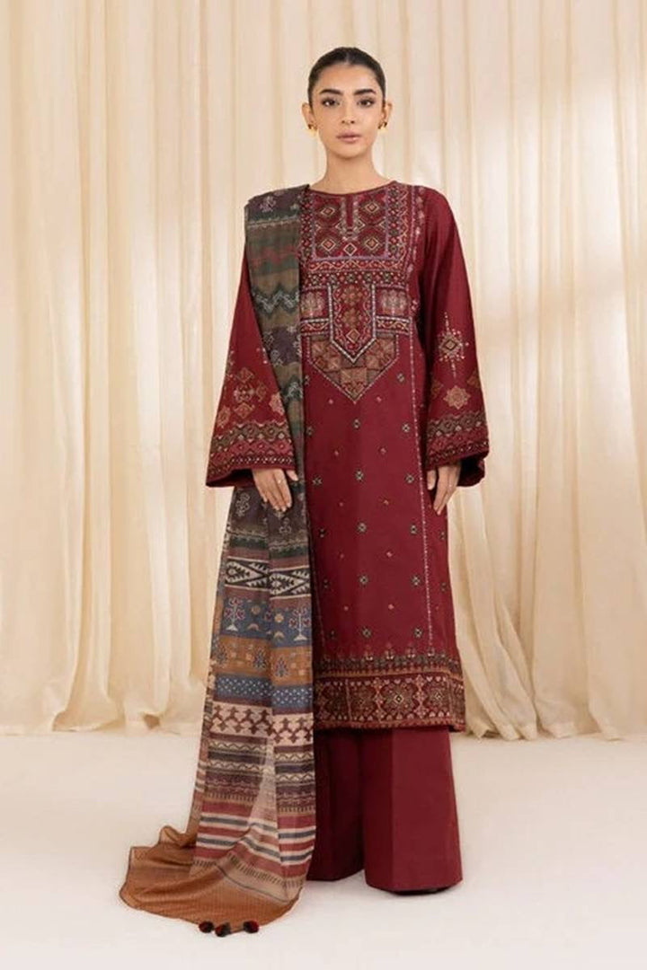 3PC EiD Collection UNSTITCHED LAWN EMBROIDERED MAROON SUIT