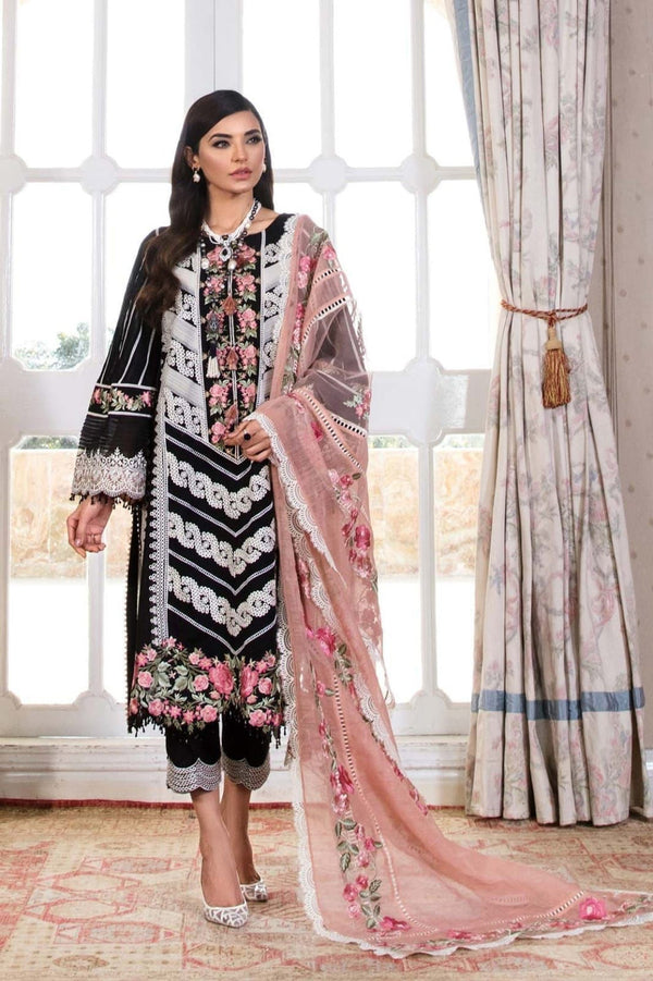 Dhanak-3PC Embroidered Shirt with Chiffon Embroidered Dupatta