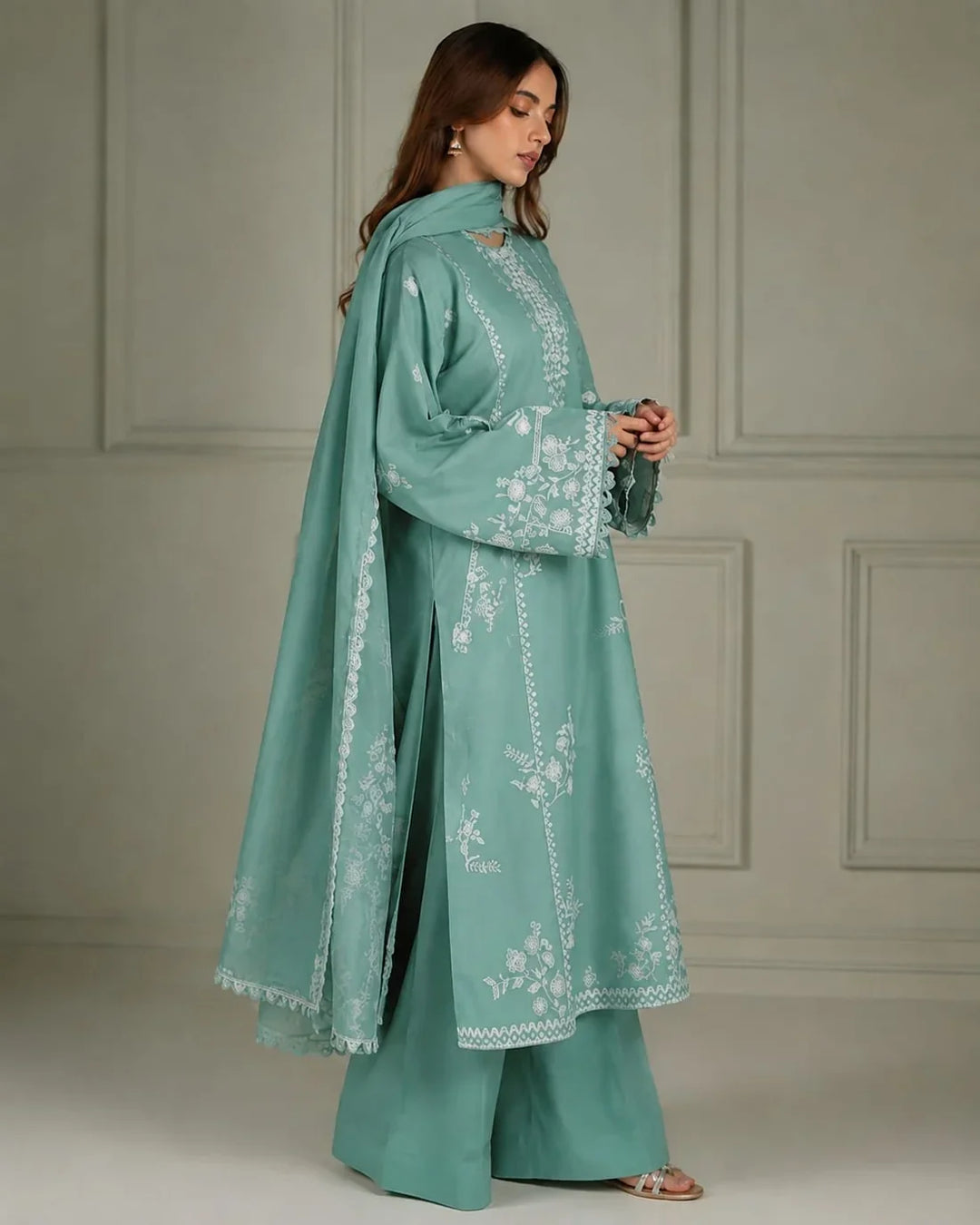 DHANAK EMBROIDERY 3PC SUIT