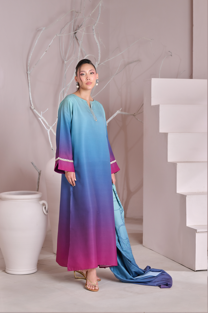 Silk 3Piece Printed Kaftan Set CH-402