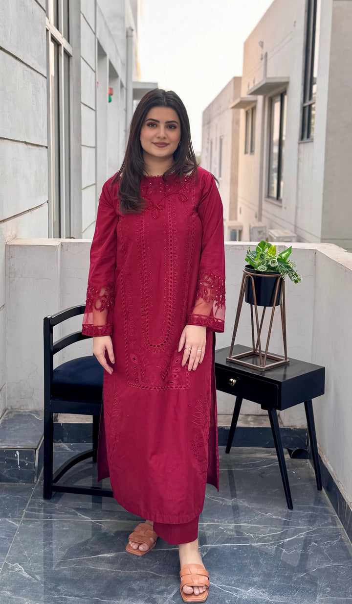 CH 390 lawn  chikankari