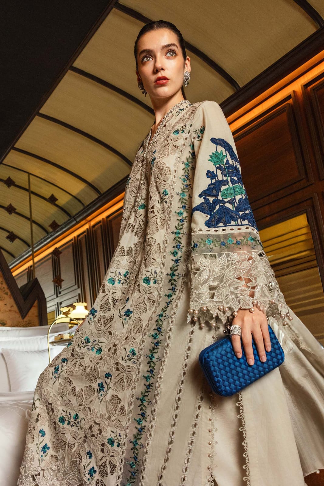 Dhanak-3PC Embroidered Shirt with Dhanak Embroidered Dupatta -