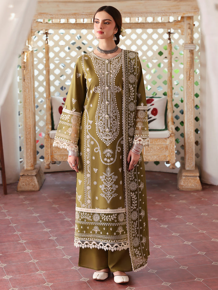 Dhanak-3PC Chikankari Embroidered Shirt with Manaar Embroidered Dupatta
