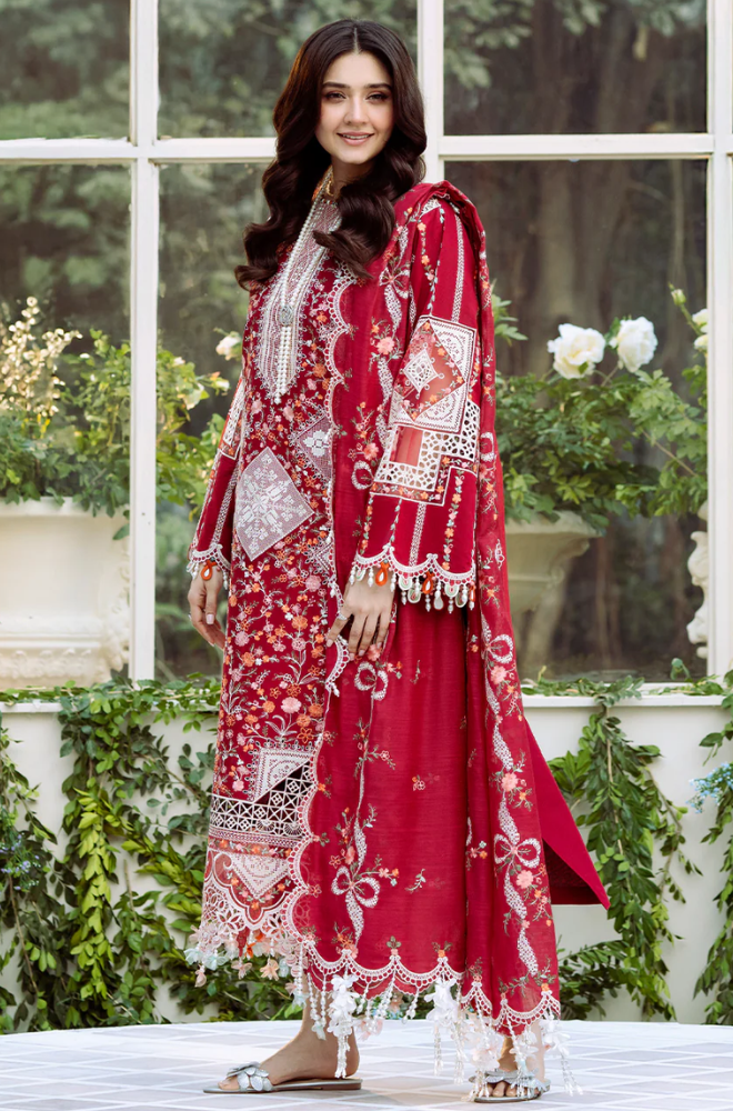BIN ILYAS | UNSTITCHED LAWN 3PC  EMBROIDERED SUITE