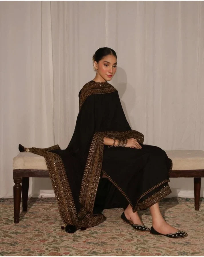 DHANAK -3PC Embroidered Shirt with Sequins Embroidered Dupatta- 8004 A