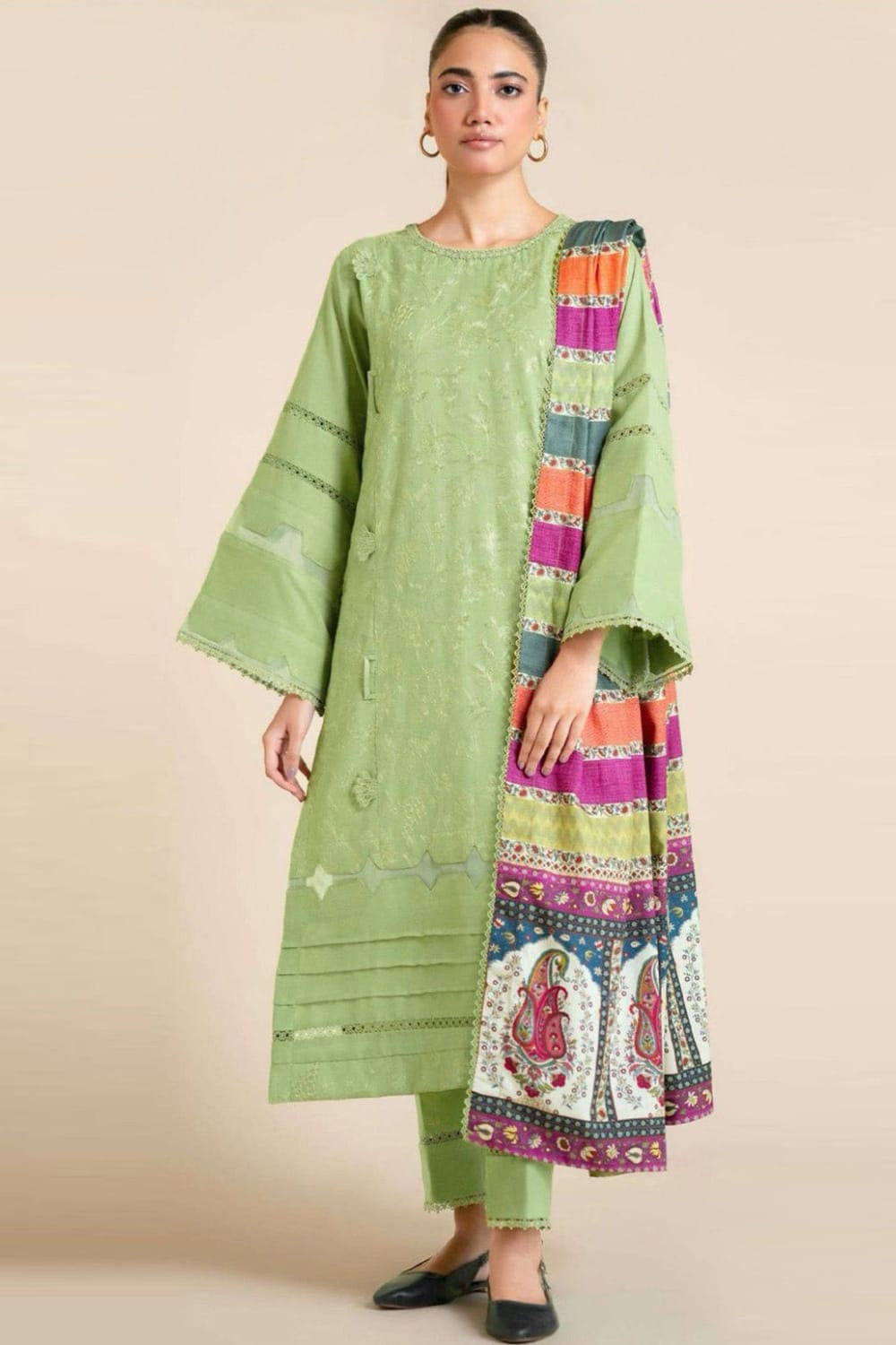 3PC UNSTITCHED HEAVY EMBROIDERED SUIT