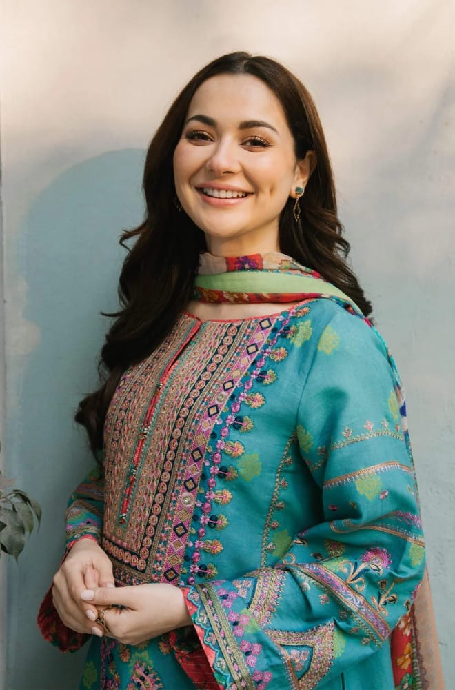 Dhanak-3PC Embroidered Shirt with Digital Printed Wool Shawl - BH-0060