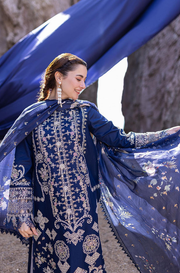 QALAMKAR | SAHIL KINARAY | 3 PC LUXURY EMBROIDERED LAWN SUITE | UNSTITCHED WITH DUPATTA PRINTED