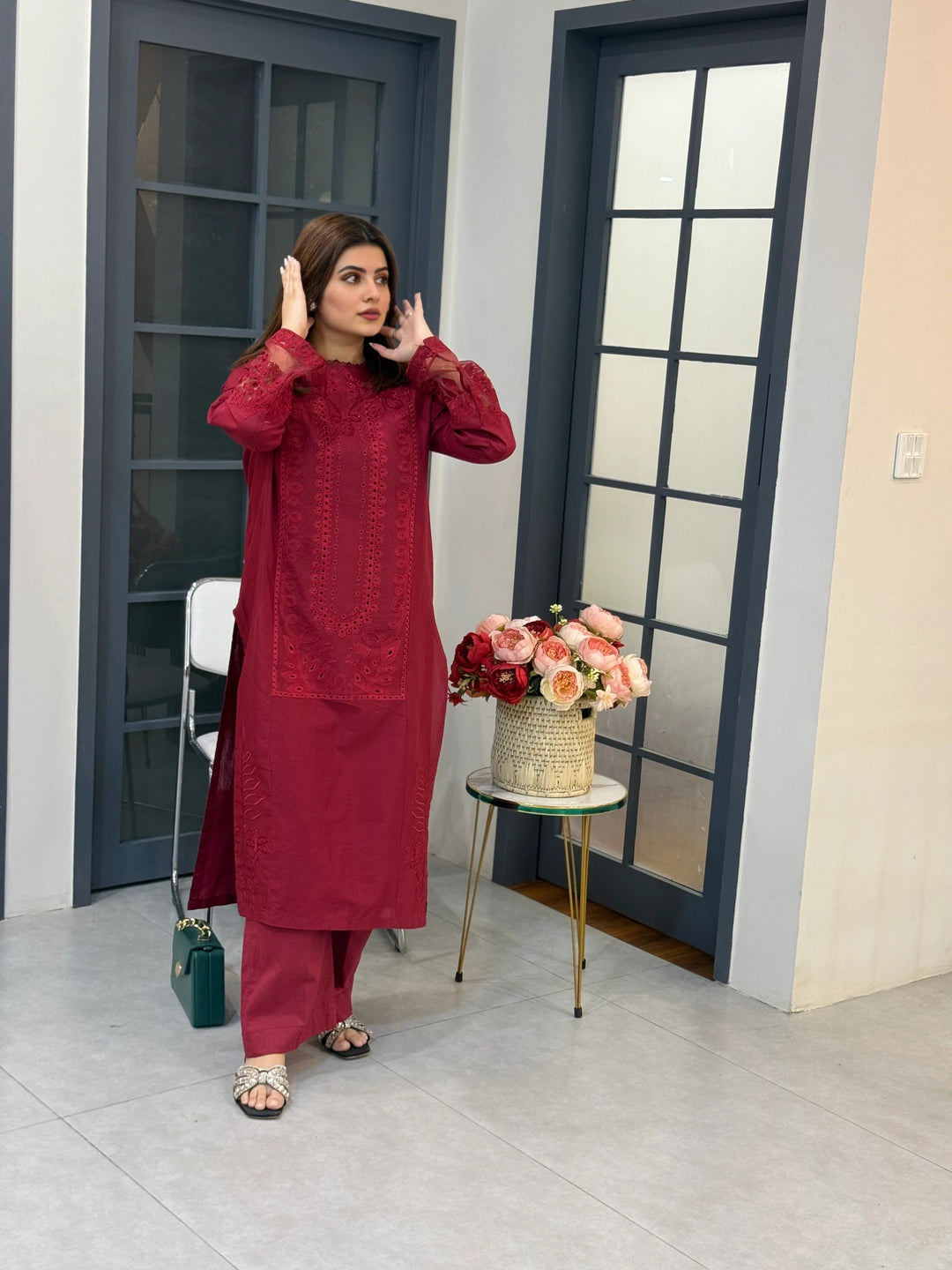 CH 390 lawn  chikankari