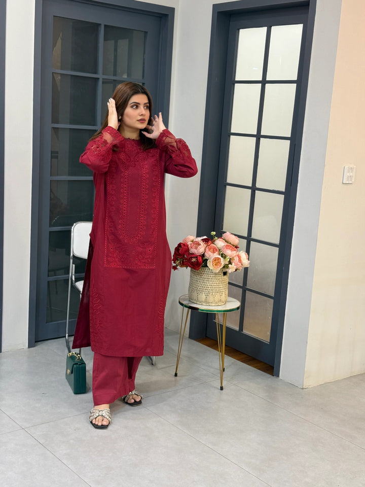 CH 390 lawn  chikankari