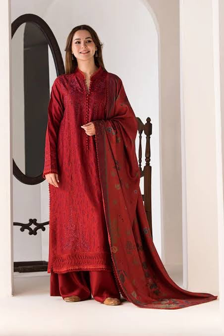 AIZAL – EC668 | UNSTITCHED | EMBROIDERED 3 PIECE