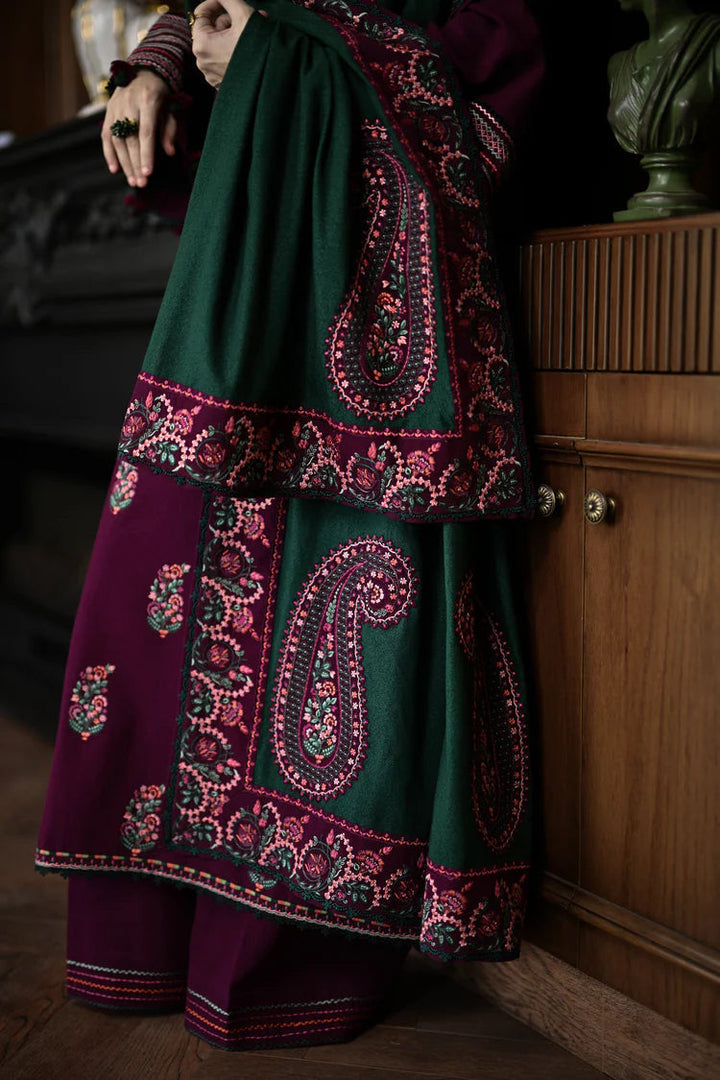 Dhanak-3PC Embroidered Shirt with Dhanak Embroidered Shawl - 110