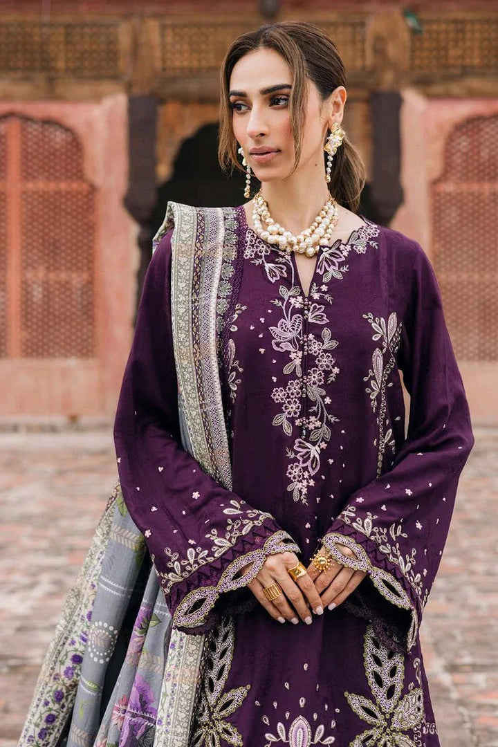3PC KARANDI EMBROIDERED SHIRT WITH WOOL PRINTED SHAWL AND TROUSER-BIC-5140