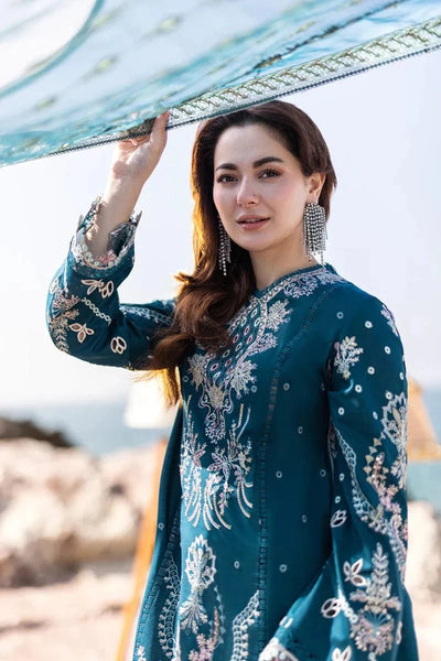 DHANAK-3PC CHIKANKARI EMBROIDERED SHIRT WITH MANAAR EMBROIDERED DUPATTA