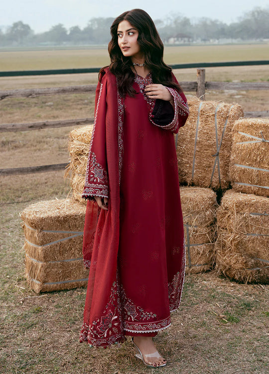 Dhanak-3PC Embroidered Shirt with Chiffon Embroidered Dupatta