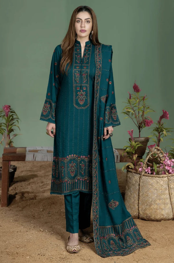 Dhanak-3PC Embroidered Shirt with Dhanak Embroidered Dupatta