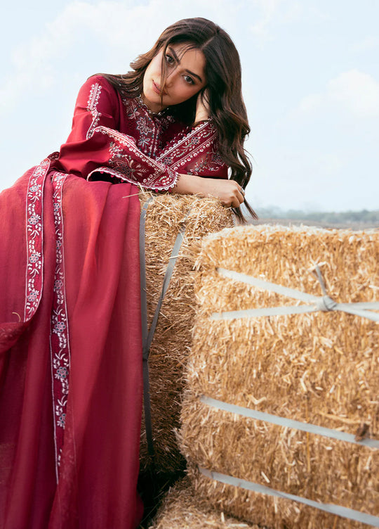 Dhanak-3PC Embroidered Shirt with Chiffon Embroidered Dupatta