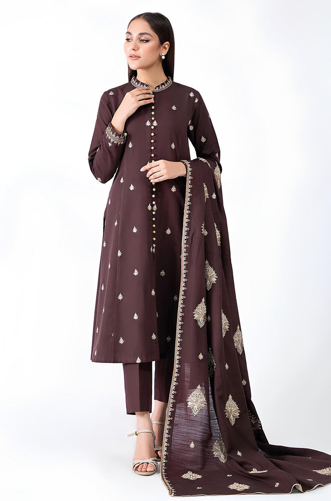 Dhanak-3PC Embroidered Shirt with Dhanak Embroidered Dupatta BH-0031