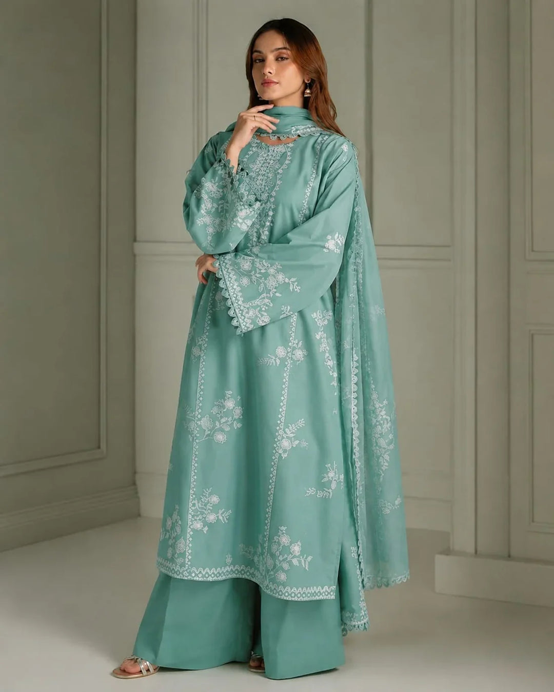 DHANAK EMBROIDERY 3PC SUIT