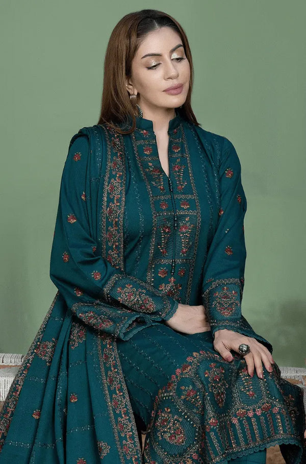 Dhanak-3PC Embroidered Shirt with Dhanak Embroidered Dupatta