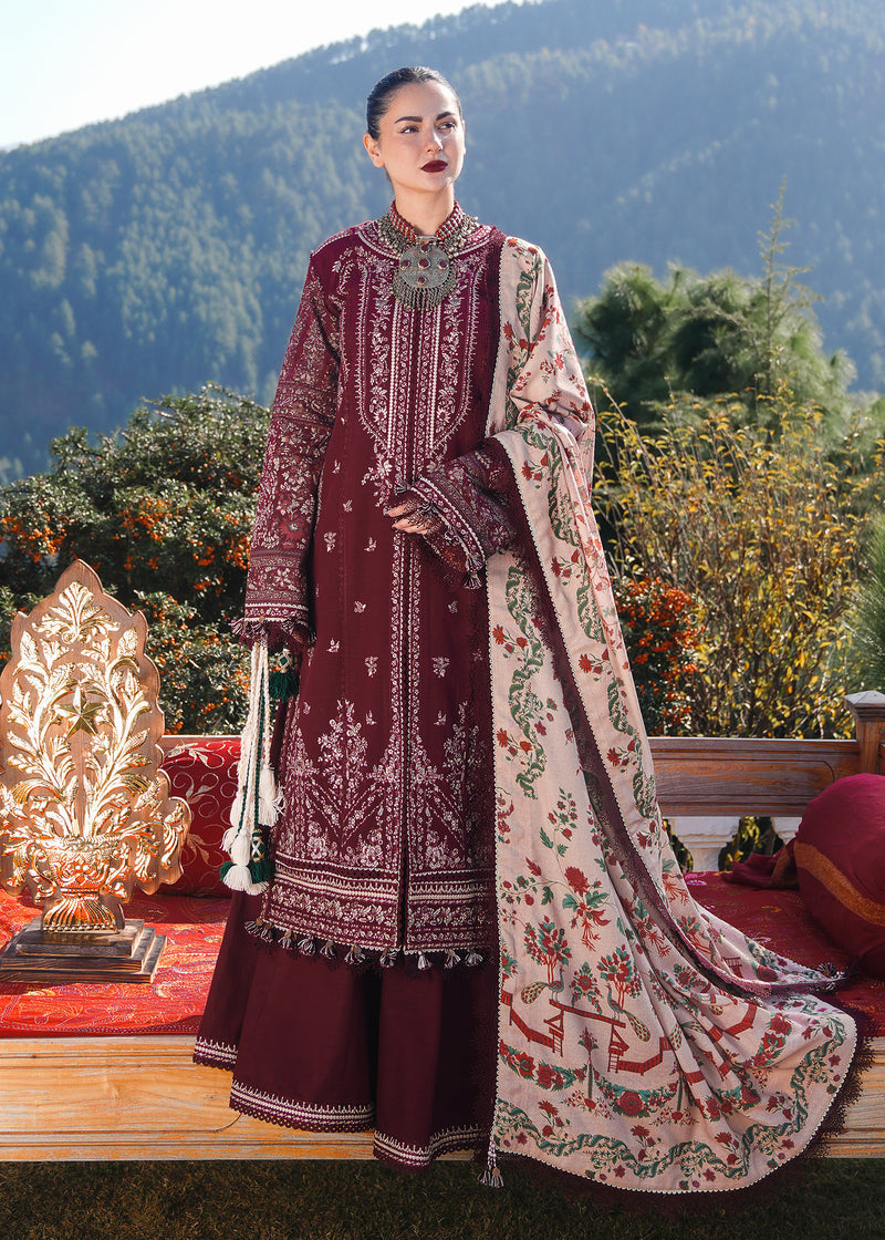 Dhanak-3PC Embroidered Shirt with Dhanak Embroidered Shawl -