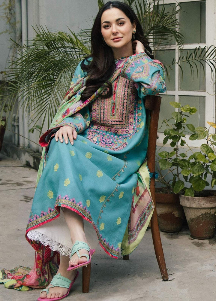 Dhanak-3PC Embroidered Shirt with Digital Printed Wool Shawl - BH-0060