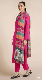3PC UNSTITCHED HEAVY EMBROIDERED SUIT