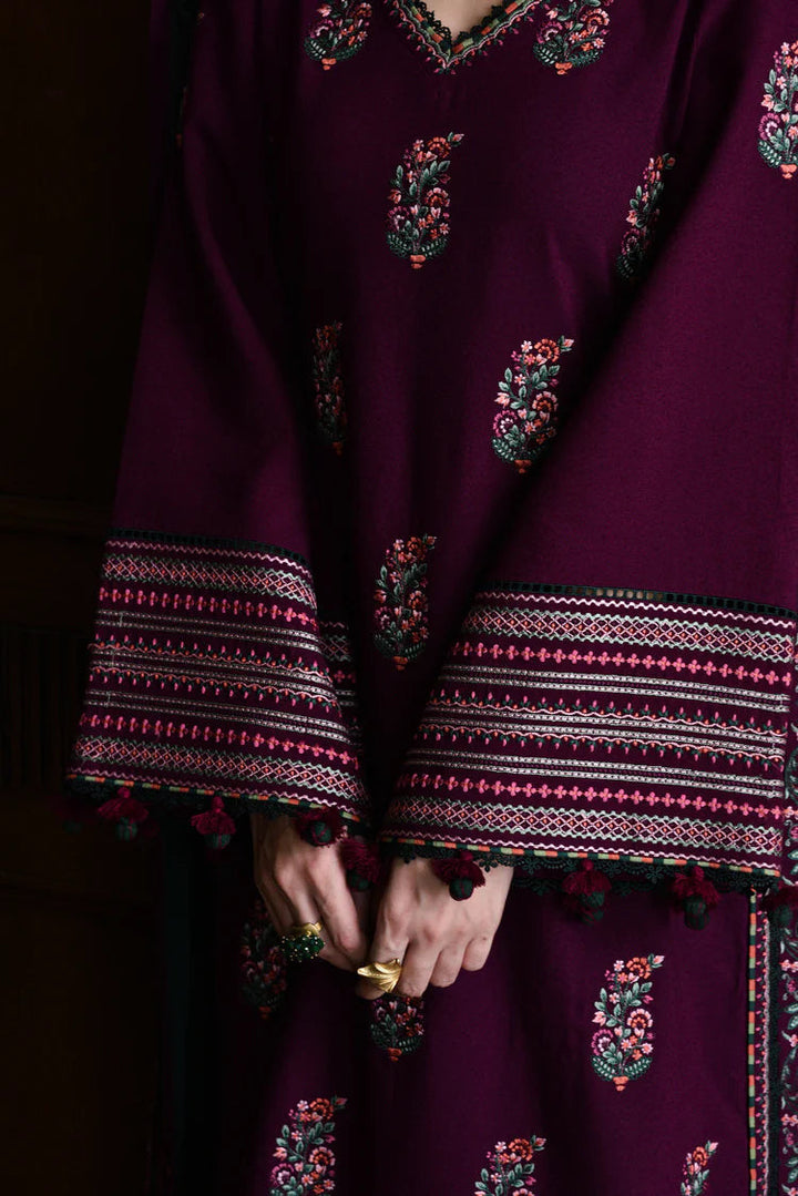 Dhanak-3PC Embroidered Shirt with Dhanak Embroidered Shawl - 110