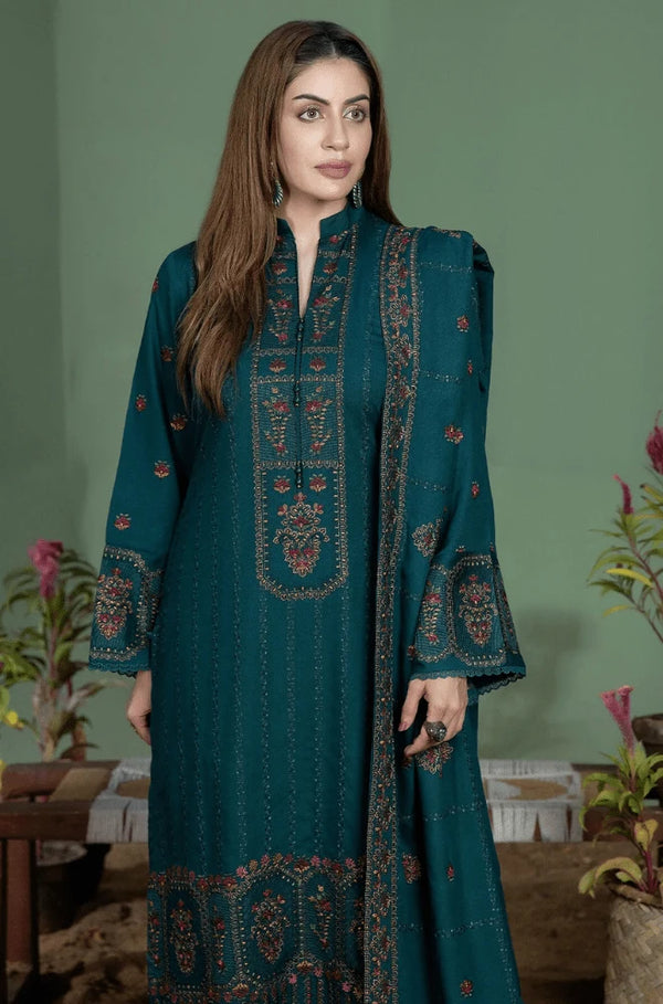 Dhanak-3PC Embroidered Shirt with Dhanak Embroidered Dupatta