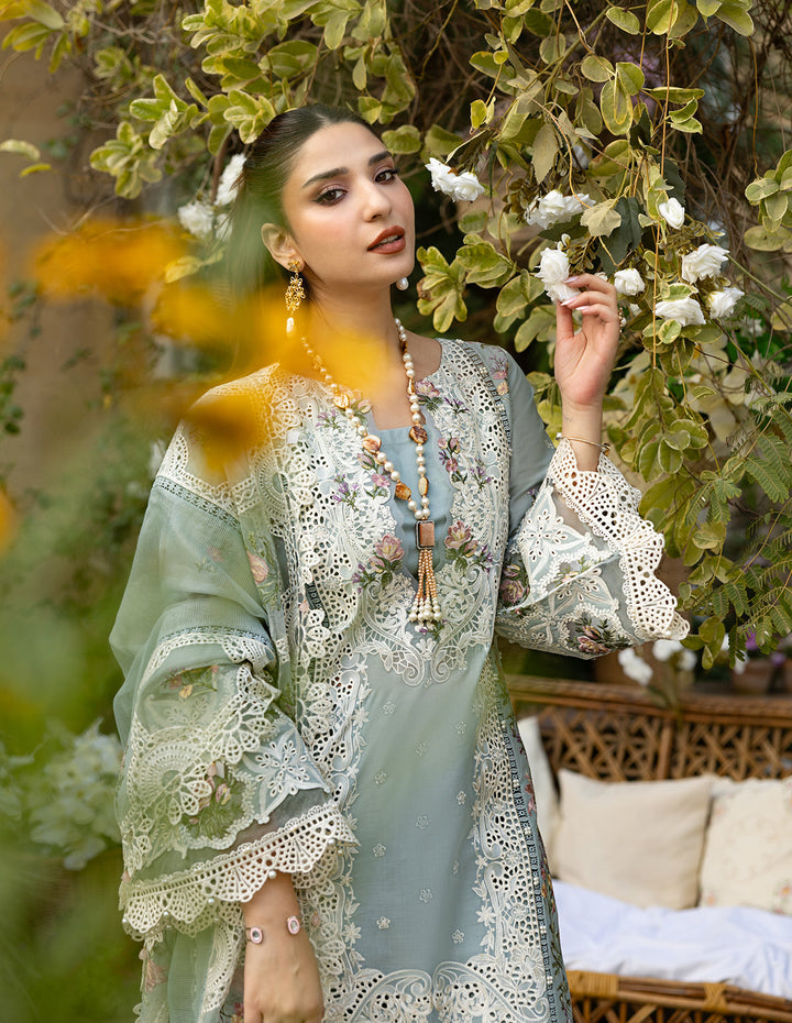 '-3PC DHANAK EMBROIDERED SHIRT WITH  EMBROIDERED SHAWL & TROUSER-BIC-