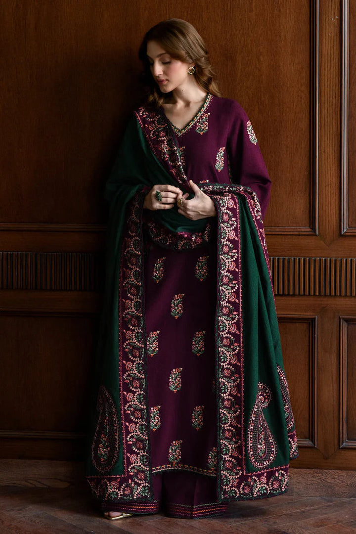 Dhanak-3PC Embroidered Shirt with Dhanak Embroidered Shawl - 110