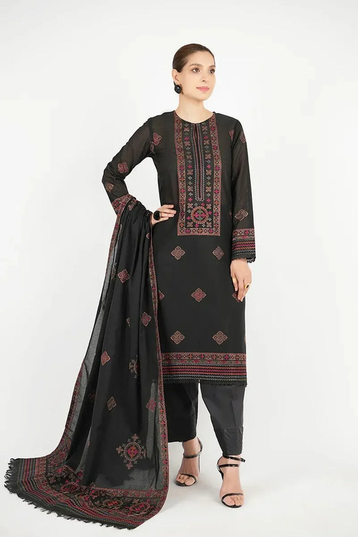 DHANAK 3PC EMBROIDERED DRESS WITH READY TO WEAR HEAVY EMBROIDERY SHAWL