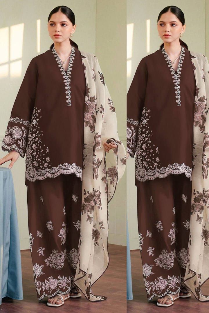 Embroidered Luxury Lawn Unstitched 3Pc | 1099