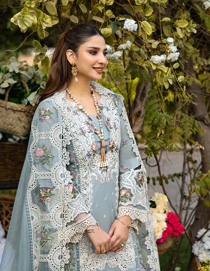 '-3PC DHANAK EMBROIDERED SHIRT WITH  EMBROIDERED SHAWL & TROUSER-BIC-
