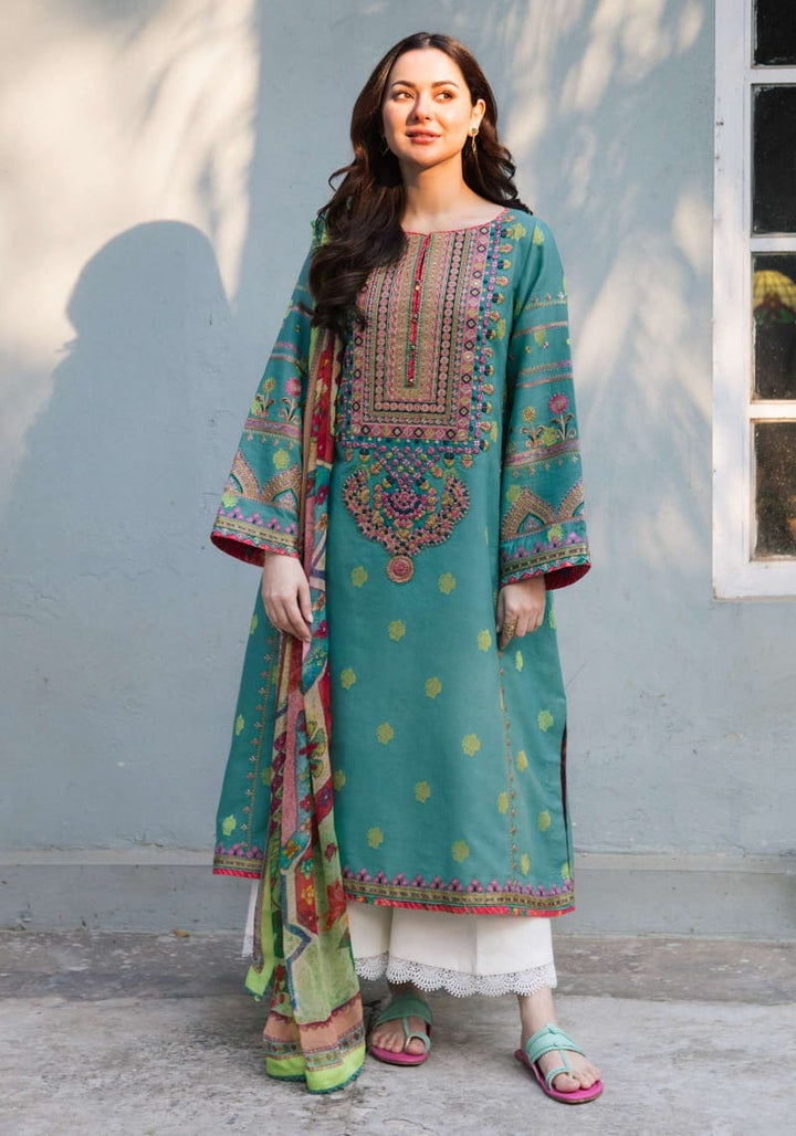 Dhanak-3PC Embroidered Shirt with Digital Printed Wool Shawl - BH-0060