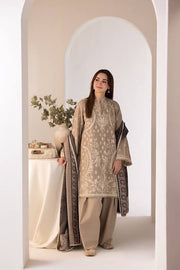 3PC UNSTITCHED HEAVY EMBROIDERED SUIT