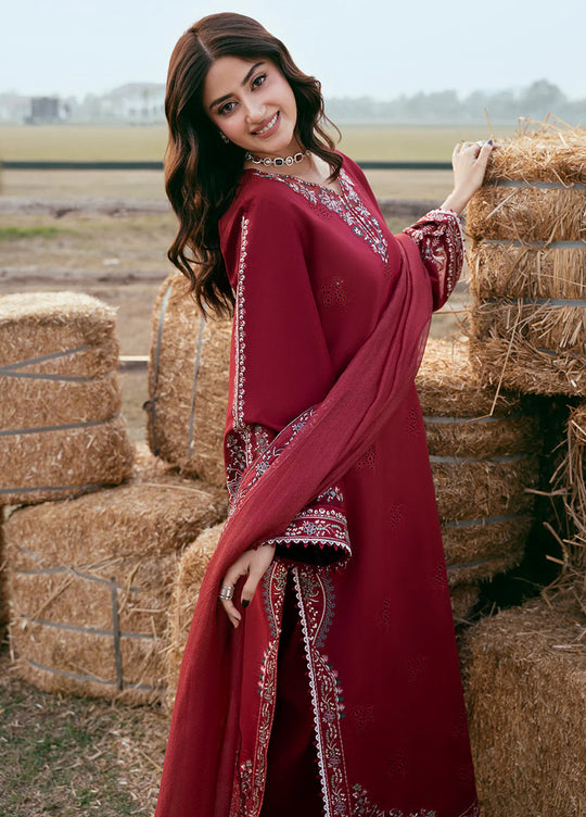Dhanak-3PC Embroidered Shirt with Chiffon Embroidered Dupatta