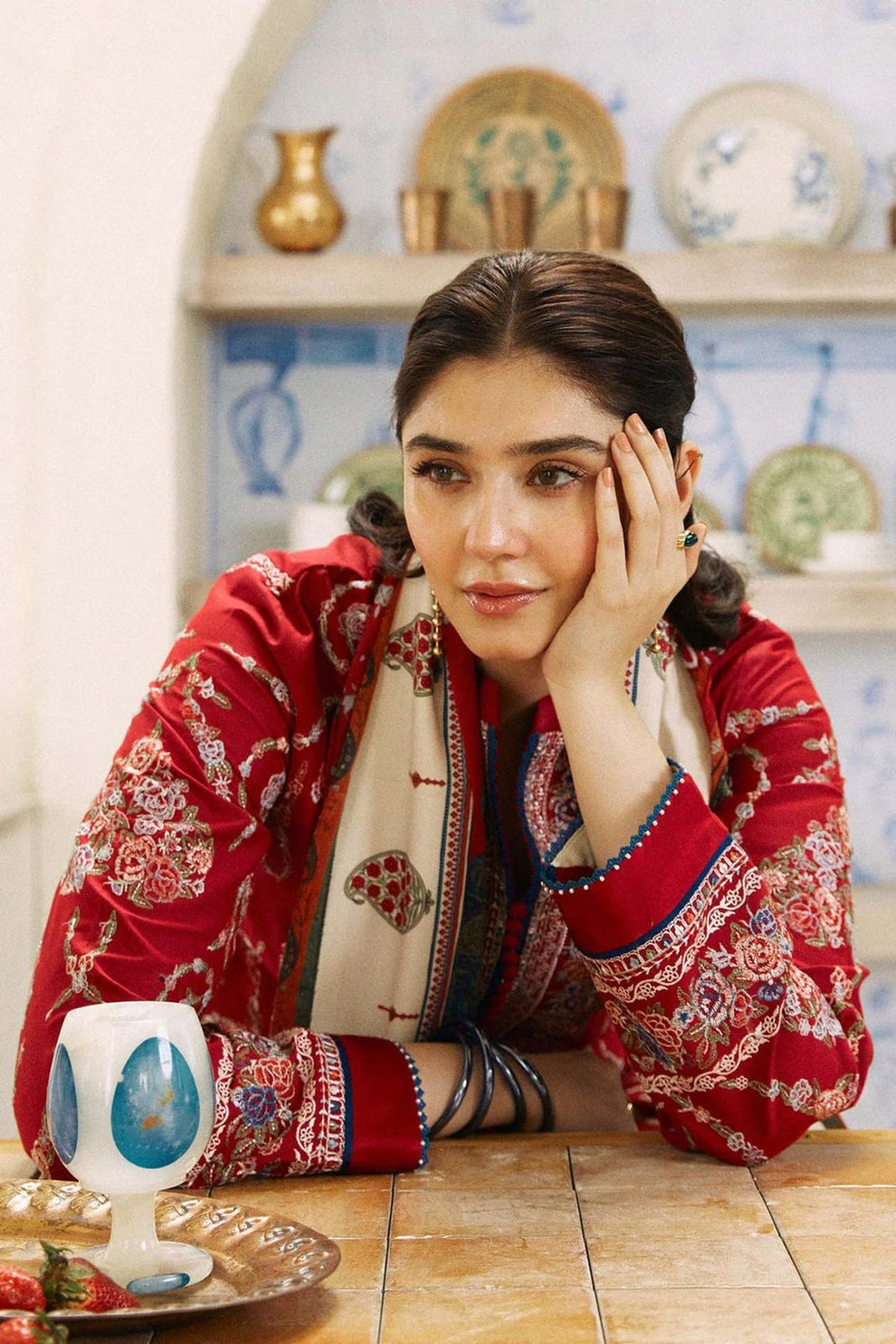 EMBROIDERED KHADDAR UNSTITCHED 3 PIECE SUIT - 9B