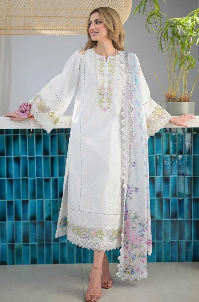 Dhanak-3PC Embroidered Shirt with Digital Printed Wool Shawl