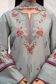 3 PCS CAMBRIC EMBROIDERED DRESS -