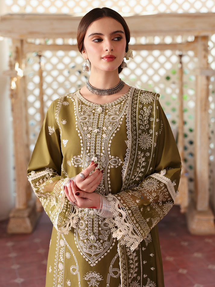 Dhanak-3PC Chikankari Embroidered Shirt with Manaar Embroidered Dupatta
