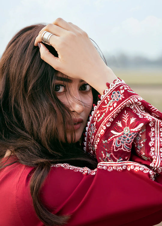 Dhanak-3PC Embroidered Shirt with Chiffon Embroidered Dupatta