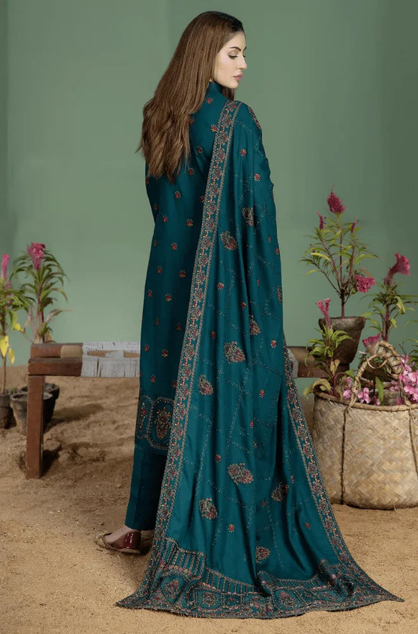 Dhanak-3PC Embroidered Shirt with Dhanak Embroidered Dupatta