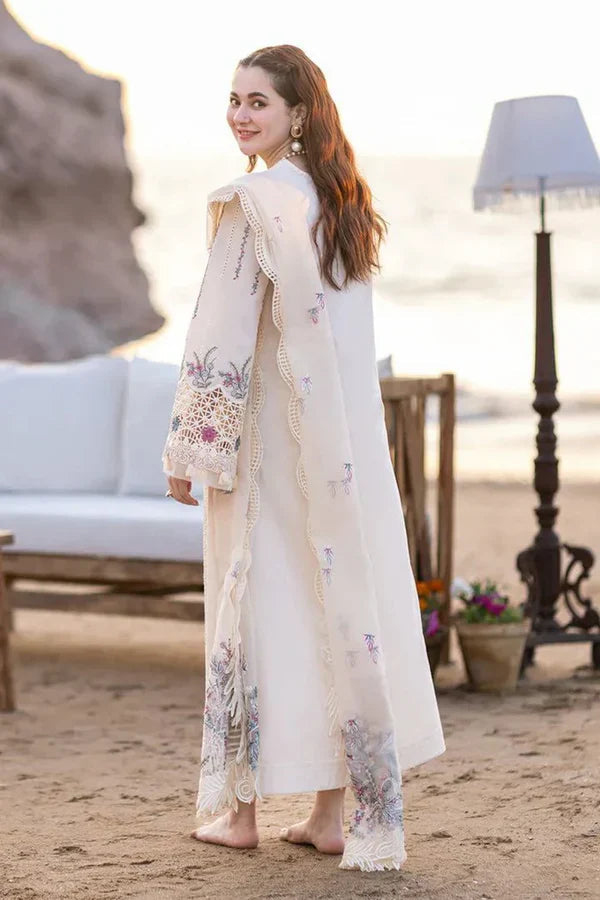 3PC LAWN EMBROIDERED SHIRT WITH ORGANZA EMBROIDERED DUPATTA ZE-003