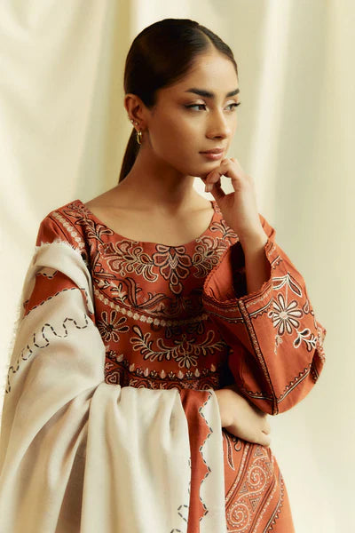 DHANAK 3PC UNSTITCHED HEAVY EMBROIDERED SUIT