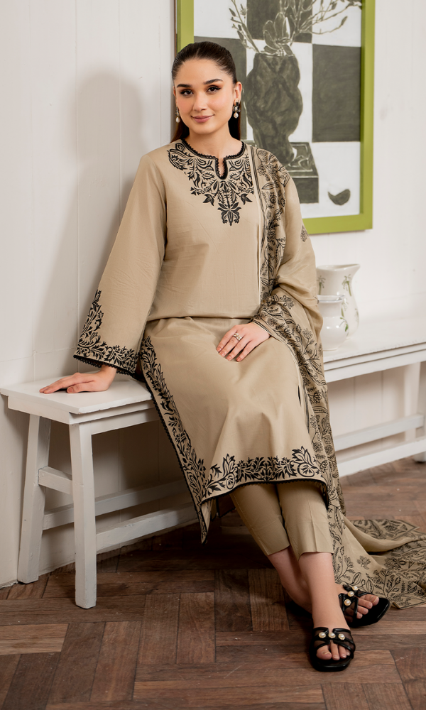 COCO – EC876 | UNSTITCHED | EMBROIDERED 3 PIECE
