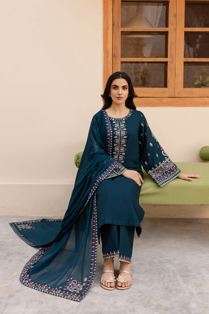 BATIK - 3PC Dhanak Embroidered Suit - NE - ZS 5007